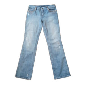 Elie Tahari Beaded Distressed Bootcut Sz 6 Women's Low Rise Stretch Jeans